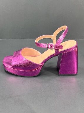 Jellypop Metallic Pink Purple Platform Sandal with Block Heel size 8 new in box